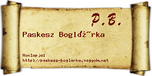 Paskesz Boglárka névjegykártya